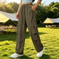 thumbnail image 1 of Mifsaly Lightweight Cargo Pants for Women with Pockets Wide Leg Baggy Athletic Joggers Loose Fit Casual Summer Outdoor Outfits Army Green,XXL, 1 of 6