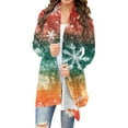 thumbnail image 1 of Mifsaly Lightweight Christmas Cardigan Women Xmas Funny Print Open Front Cardigan Long Sleeve Loose Flowy Outerwear Festival Party Tops 2025 Holiday Outfits, 1 of 6