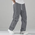 thumbnail image 1 of Mifsaly Lightweight Pants Men Elastic Waist Drawstring Track Pants Breathable Quick Dry Running Training Open Bottoms with Pockets Gray,M, 1 of 9