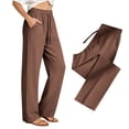 thumbnail image 1 of Mifsaly Lightweight Sweatpants Women Quick Dry Wide Leg Drawstring Waist Lounge Pants Breathable Going Out Travel Athletic Outfits with Pockets, 1 of 7