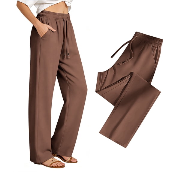 Mifsaly Lightweight Sweatpants Women Quick Dry Wide Leg Drawstring Waist Lounge Pants Breathable Going Out Travel Athletic Outfits with Pockets