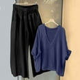 thumbnail image 1 of Mifsaly Linen 2 Piece Set for Women Flowy V-Neck Top Oversized Wide Leg Pants Lightweight Breathable Vacation Loungewear 2026 Summer Matching Outfits S, 1 of 5