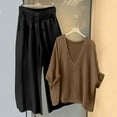 thumbnail image 1 of Mifsaly Linen 2 Piece Set for Women Flowy V-Neck Top Oversized Wide Leg Pants Lightweight Breathable Vacation Loungewear 2026 Summer Matching Outfits S, 1 of 5