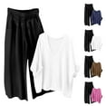thumbnail image 1 of Mifsaly Linen 2 Piece Set for Women Flowy V-Neck Top Oversized Wide Leg Pants Lightweight Breathable Vacation Loungewear 2026 Summer Matching Outfits XXL, 1 of 5