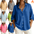 thumbnail image 1 of Mifsaly Linen Button Down Shirt Women Collared Long Sleeve Dressy Casual Blouses Lightweight Comfortable Office Work Spring Summer Tops L, 1 of 6
