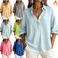 thumbnail image 1 of Mifsaly Linen Button Down Shirt Women Collared Long Sleeve Dressy Casual Blouses Lightweight Comfortable Office Work Spring Summer Tops S, 1 of 6