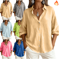 thumbnail image 1 of Mifsaly Linen Button Down Shirt Women Collared Long Sleeve Dressy Casual Blouses Lightweight Comfortable Office Work Spring Summer Tops XL, 1 of 6