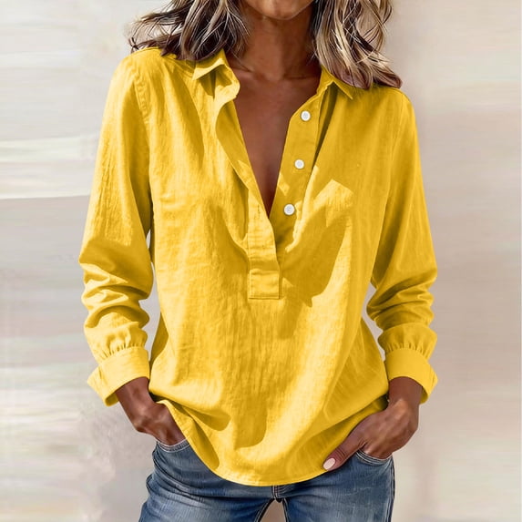 Mifsaly Linen Long Sleeve Shirt Women Collared Button Down Oversized Shirts Lightweight Casual Summer Beach Office Work Outfits 2026 S