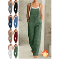 thumbnail image 1 of Mifsaly Linen Overalls for Women Adjustable Strap Buttons Sleeveless Wide Leg Jumpsuit with Pockets Fashion Summer Casual Travel One Piece Outfits, 1 of 7