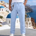thumbnail image 1 of Mifsaly Linen Pants Men Baggy Wide Leg Summer Casual Pant Button Front Lightweight Breathable Office Work Lounge Trousers with Pockets S, 1 of 9