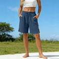 thumbnail image 1 of Mifsaly Linen Shorts for Women Elastic Waist Drawstring Beach Shorts with Pockets Side Button Split Lightweight Loose Fit Lounge Shorts Pants XXL, 1 of 7