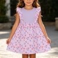 thumbnail image 1 of Mifsaly Little Girl Dresses Crewneck Flutter Sleeve Summer Dress Floral Print Patchwork Flowy Everyday Wear Sweet Sundress, 1 of 8