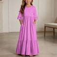 thumbnail image 1 of Mifsaly Little Girl Dresses Ruffle Half Sleeve A-Line Tiered Long Dress Comfortable Flowy Casual Summer Beach Sundress with Pockets, 1 of 7