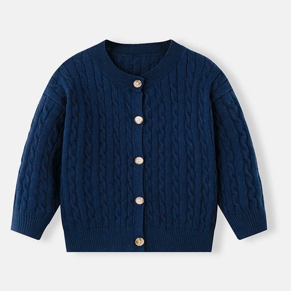 Mifsaly Little Girls Cable Knit Cardigan Sweater Toddler Kids Button Down Long Sleeve Chunky Preppy Warm Outerwear Tops for Fall Winter School Casual
