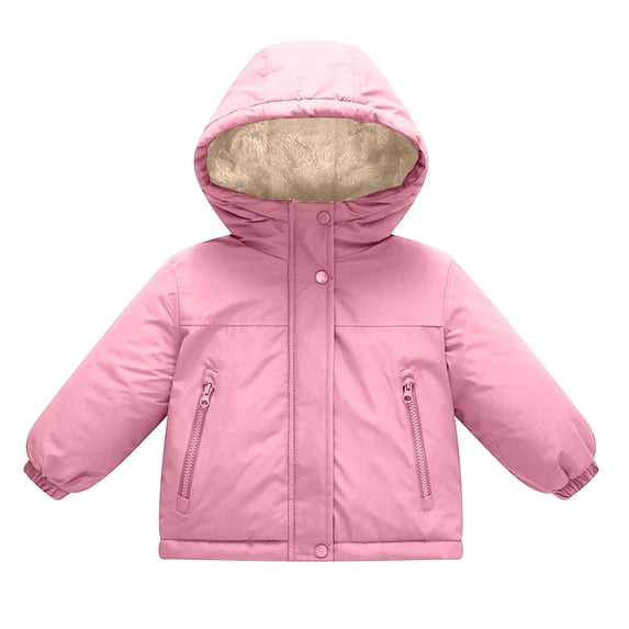 Mifsaly Little Girls Warm Fleece Lined Jacket Kids Toddler Heavyweight Hooded Sherpa Winter Coats Windproof Full Zip School Everyday Outerwear