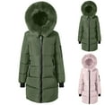 thumbnail image 1 of Mifsaly Long Quilted Jackets for Women Zip up Thicken Warm Padded Coats Long Sleeve Faux Fur Hood Thermal Down Jacket with Multi Zipper Pockets 2025 Trendy Winter Outerwear, 1 of 9
