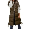 thumbnail image 1 of Mifsaly Long Quilted Vest Women Zip up Hooded Sleeveless Padded Coats Thicken Warm Windproof Puffer Jacket Soild Color Thermal Winter Outerwear with Pockets, 1 of 9