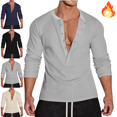 thumbnail image 1 of Mifsaly Long Sleeve Henley Shirts for Men Deep V-Neck Ribbed Casual Shirt Button Front Workout Tshirts Breathable Everyday Athletic Basic Tee L, 1 of 8
