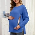 thumbnail image 1 of Mifsaly Long Sleeve Maternity Shirt Crewneck Nursing Tops Side Slit Breastfeeding Shirts with Hidden Zipper Loose Comfortable Pregnancy T Shirt Home Going Convenient Outfits L, 1 of 8