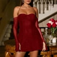 thumbnail image 1 of Mifsaly Long Sleeve Sequin Dress Women 2026 Off Shoulder Mini Cocktail Dresses Sparkly Bodycon Holiday Evening Party Gowns Going Out Club Fashion Clothes L, 1 of 5