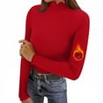 thumbnail image 1 of Mifsaly Long Sleeve Thermal Tops Women Scallop Mock Neck Slim Fit Undershirts Breathable Soft Stretchy Ribbed Shirts Going Out Fall Winter Pullover Basic Blouse Red, 1 of 5