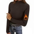 thumbnail image 1 of Mifsaly Long Sleeve Thermal Tops Women Scallop Mock Neck Slim Fit Undershirts Breathable Soft Stretchy Ribbed Shirts Going Out Fall Winter Pullover Basic Blouse Coffee, 1 of 8