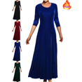 thumbnail image 1 of Mifsaly Long Sleeve Velvet Maxi Dress for Women Crewneck Velvet Cocktail Dresses Elegant Ruched Stretchy Gowns Business Festival Party Fashion Outfits Blue M, 1 of 6