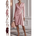 thumbnail image 1 of Mifsaly Long Sleeve Wrap Dress Women V-Neck formal Business Satin Dress Elegant Wedding Guest Gowns 2026 Work Party Fashion Winter Fall Outfits S, 1 of 7
