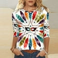 thumbnail image 1 of Mifsaly Mardi Gras Shirts for Women Striped Color Block 3/4 Sleeve Blouse Loose Crewneck Carnival T-Shirt Funny Festival Dressy Casual Pullover Tops 2026 Spring Summer Classic Outfits L, 1 of 8