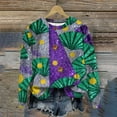 thumbnail image 1 of Mifsaly Mardi Gras Sweatshirt for Women Loose Long Sleeve Crewneck Carnival Shirts Cute Print Baggy Pullover Tops Festival Party Colorful T-Shirts Spring Daily Loungewear XXL, 1 of 6