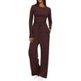 thumbnail image 1 of Mifsaly Matching Lounge Sets for Women Slim Fit Casual 2 Piece Sweatsuit Long Sleeve Cropped Tops Drawstring Loose Wide Leg Pants Sweatpants with Pockets Fashion Loungewear Outfits, 1 of 10