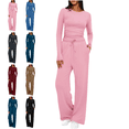 thumbnail image 1 of Mifsaly Matching Lounge Sets for Women Slim Fit Casual 2 Piece Sweatsuit Long Sleeve Cropped Tops Drawstring Loose Wide Leg Pants Sweatpants with Pockets Fashion Loungewear Outfits, 1 of 10
