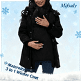 thumbnail image 1 of Mifsaly Maternity 3 In 1 Winter Coat Women Thicken Warm Zip Up Hooded Quilted Jackets Pregnant Thermal Fleece Lined Padded Coats Cold Weather Outerwear Parka with Pockets, 1 of 8