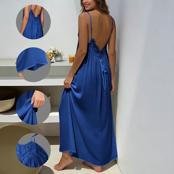 Mifsaly Maxi Backless Dresses Women Lace Patchwork Lightweight Flowy Beach Vacation Dress Boho Summer Sundress 2026 M