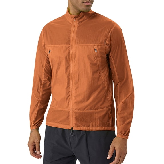 Mifsaly Men Lightweight Sun Protection Jacket Long Sleeve Full Zip Windbreaker Breathable Outdoor Athletic Running Jackets with Zipper Pockets L