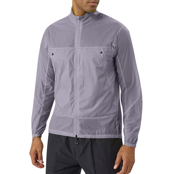 Mifsaly Men Lightweight Sun Protection Jacket Long Sleeve Full Zip Windbreaker Breathable Outdoor Athletic Running Jackets with Zipper Pockets XXXL