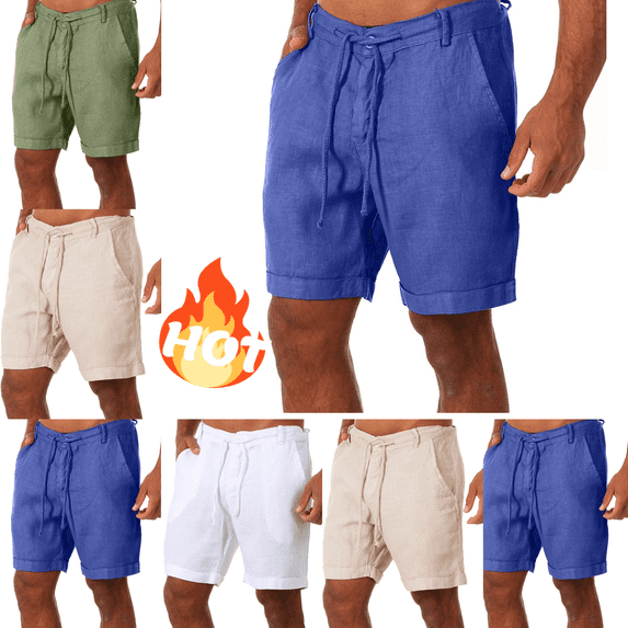 Mifsaly Men'S Linen Shorts Drawstring Waist And Cuffed Hem Comfortable Lightweight Beach Vacation Or Casual Summer Going Out Clothes S
