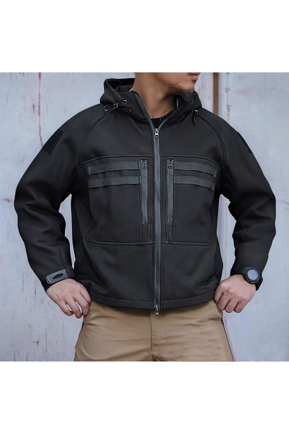 Men Sherpa Lined Quilted Jacket Thicken Warm Zip up Softshell Jackets Windproof Stand Collar Fleece Hoodie Outdoor Climbing Hiking Winter Thermal Outerwear Rain Hooded Ski Suit with Pockets