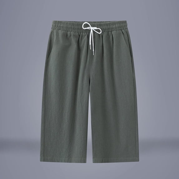 Mifsaly Men Summer Shorts Drawstring Wide Leg Linen Shorts Comfortable Breathable Loose Casual Short Pants with Pockets