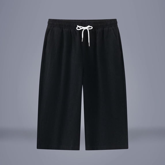 Mifsaly Men Summer Shorts Drawstring Wide Leg Linen Shorts Comfortable Breathable Loose Casual Short Pants with Pockets