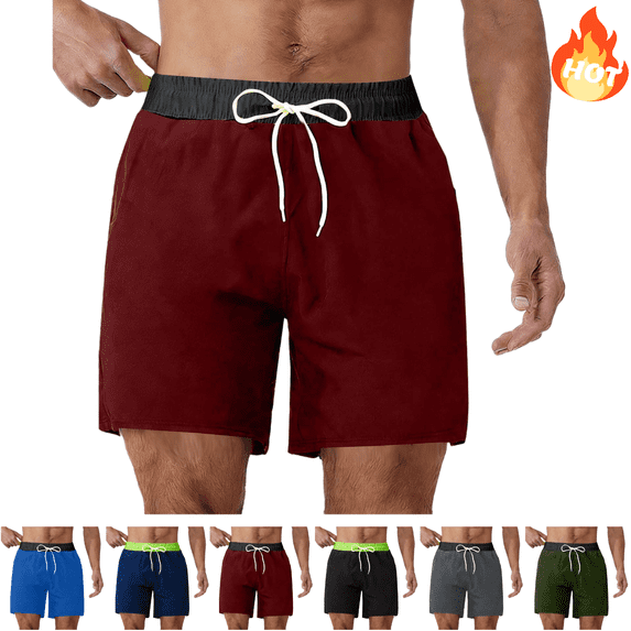 Mifsaly Men Swim Trunks Quick-Dry Breathable Beach Shorts with Inner Brief Liner and Pockets Lightweight Beach Board Short Pants Swimming Pool Vacation Beachwear
