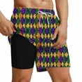 thumbnail image 1 of Mifsaly Men Swim Trunks Sunset Palm Tree Print Beach Shorts with Compression Liner Surfing Swimming Summer Vacation Bathing Suit S, 1 of 5