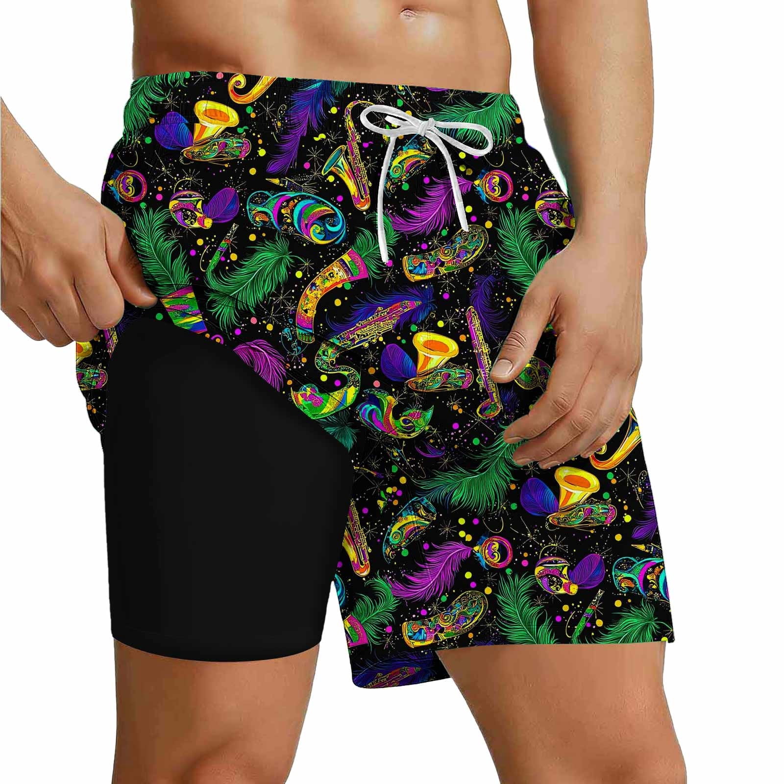 Mifsaly Men Swim Trunks Sunset Palm Tree Print Beach Shorts with ...