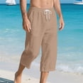 thumbnail image 1 of Mifsaly Men's Linen Capri Pants Drawstring Elastic Waist Loose Fit Summer Shorts Lightweight Comfortable Going Out Everyday Short Pant with Pockets, 1 of 9