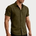 thumbnail image 1 of Mifsaly Men's Linen Shirts Casual Button Down Short Sleeve Shirt Lightweight Breathable Vacation Summer Beach tops Regular Fit Business Casual Tropical Outfits Army Green,L, 1 of 9
