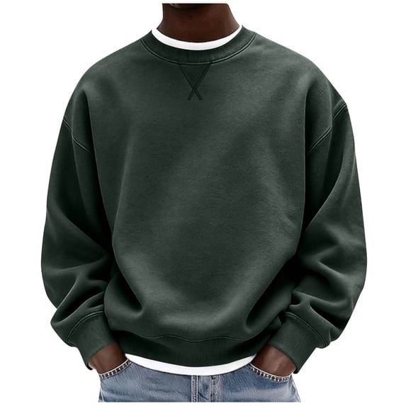 Mifsaly Men's Sweatshirts Crewneck Long Sleeve Pullover Tops Soft Comfortable Loose Fit Fall Winter Outfits Army Green,S