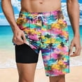 thumbnail image 1 of Mifsaly Men's Swim Trunks with Compression Liner Quick Dry Beach Shorts Palm Tree Print Summer Vacation Bathing Suit XXL, 1 of 6