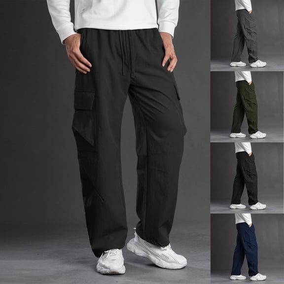 Mifsaly Mens Baggy Cargo Pants High Waist Wide Leg Pant Oversized Outdoor Workout Sweatpants with Multi Pockets Relaxed Casual Spring Summer Outfits S