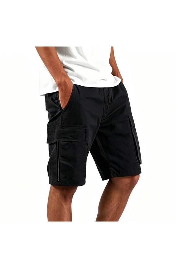 Mens Baggy Cargo Shorts with Multi Pockets Relaxed Fit Outdoor Training Hiking Shorts Black,M