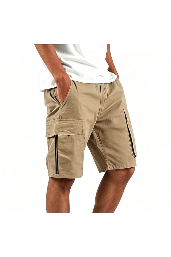 Mens Baggy Cargo Shorts with Multi Pockets Relaxed Fit Outdoor Training Hiking Shorts Khaki,M